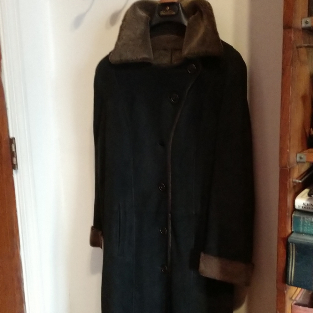Lambskin SUEDE Natural Sheepskin Fur Full Length Coat